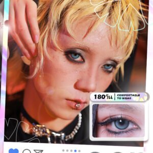 Contact Lens : (Blister pack) - 6-month disposable contact lenses 🌷Olive Brown/Olive Blue/Olive Grey🌷 14.2MM Contact Lens