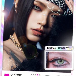 Contact Lens : (Blister pack) - 6-month disposable contact lenses 🌷Illusory Blue /Illusory Green/ Illusory Brown🌷 14.2MM Contact Lens