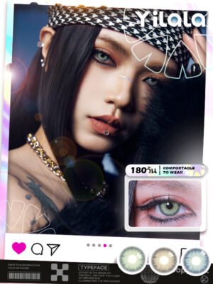Contact Lens : (Blister pack) - 6-month disposable contact lenses 🌷Illusory Blue /Illusory Green/ Illusory Brown🌷 14.2MM Contact Lens