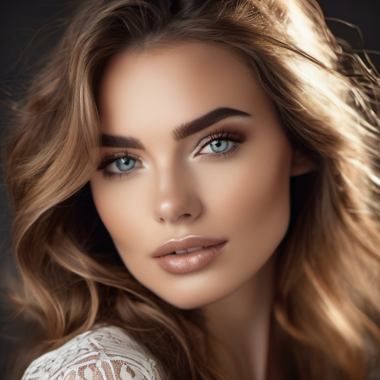 Model with natural brown colored contact lenses for beginners, subtle everyday eye color