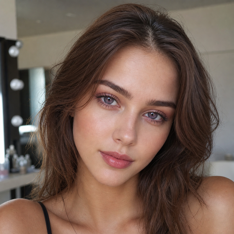 Young adult woman wearing natural berry-grey colored contacts for the Berry Series guide