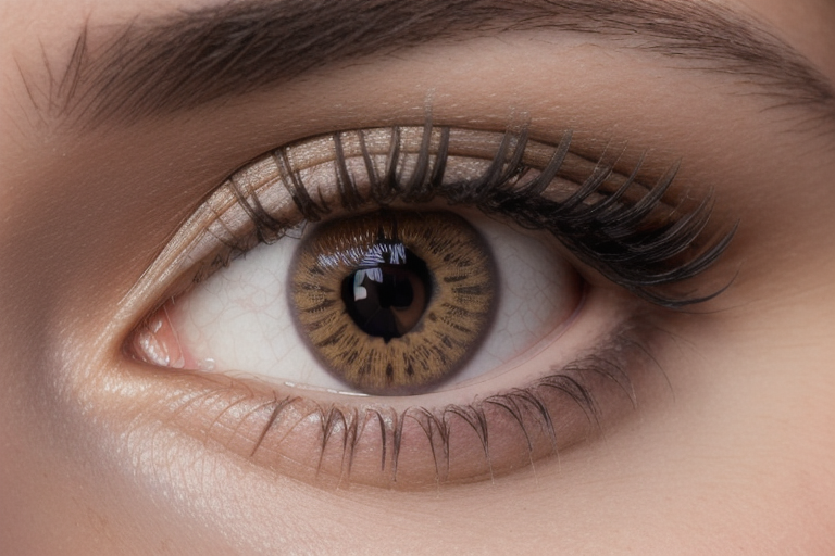 Natural looking hazel colored contact lenses on a woman, subtle everyday eye enhancement