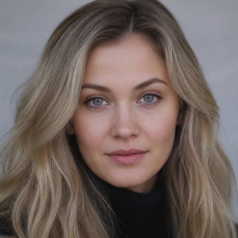 European model with grey colored contact lenses in soft winter light
