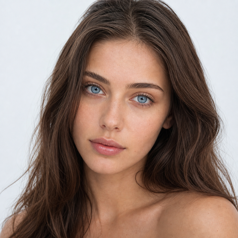Young adult woman wearing natural ocean-blue colored contacts for the Nova Series guide