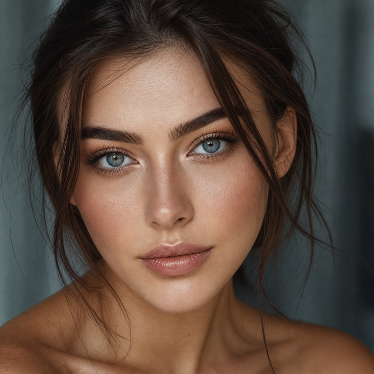 Young adult woman wearing steel-blue colored contacts for the Thai Series guide