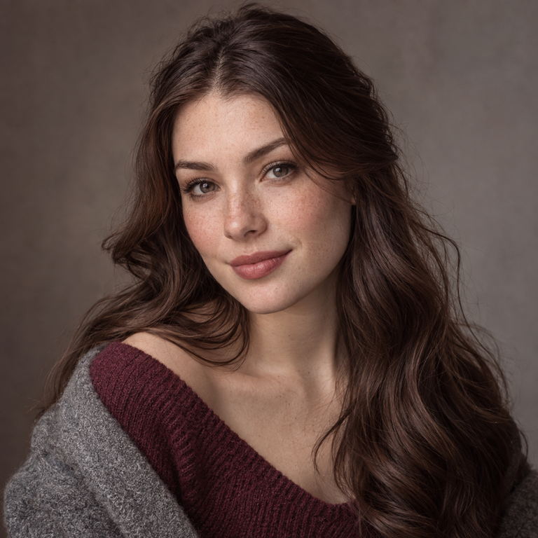 Young adult model with cool brown grey eyes for Berry Brown and Berry Grey comparison