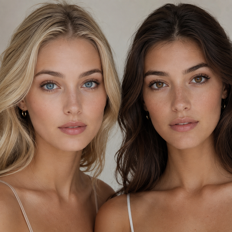 Illusory Blue vs Illusory Brown Colored Contacts comparison portrait