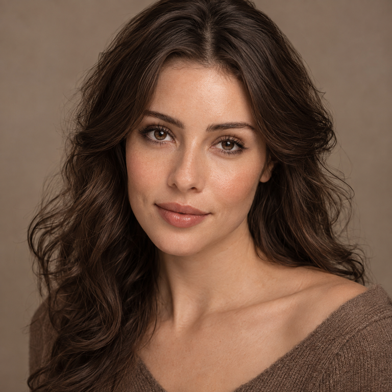 Young adult model wearing brown colored contact lenses for Illusory Brown and Earl Brown comparison