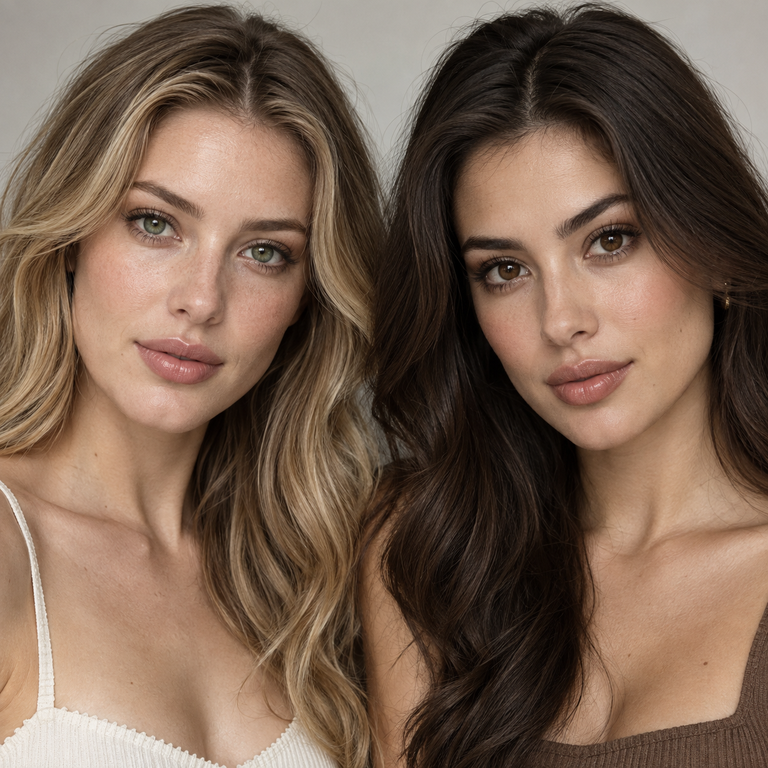 Illusory Green vs Illusory Brown Colored Contacts comparison portrait