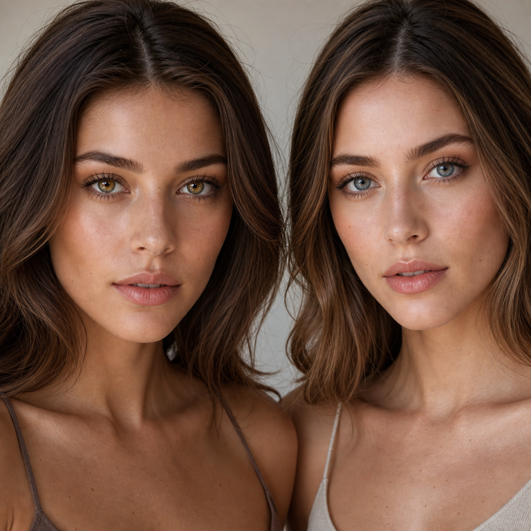 Olive Brown vs Olive Blue Colored Contacts comparison portrait