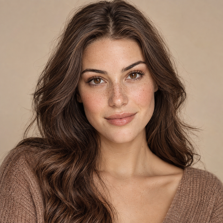 Young adult model wearing warm brown colored contact lenses for Thai Brown and Muse Brown comparison