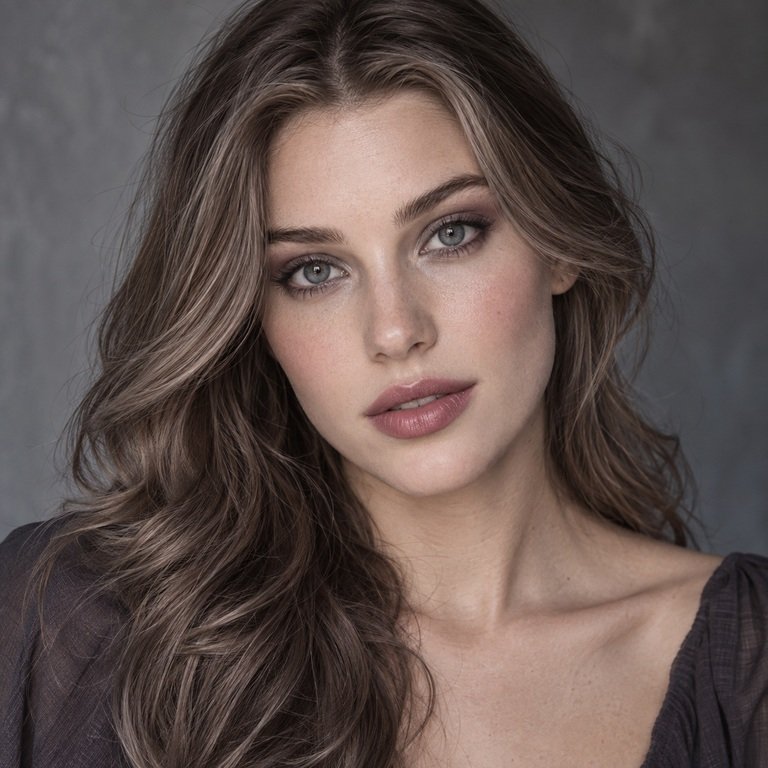 Young adult woman styled in charcoal and berry-grey tones for a Thai Grey versus Berry Grey colored contacts comparison
